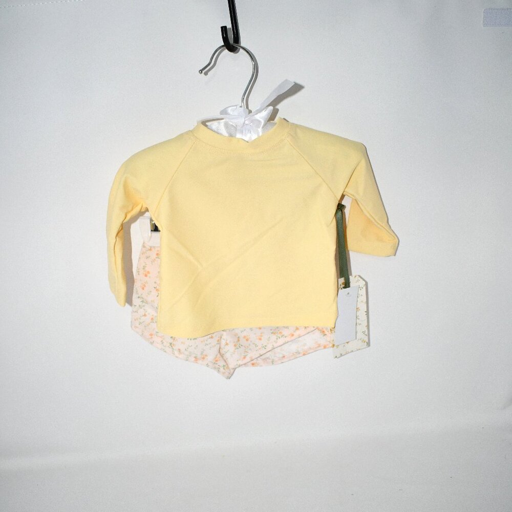 Edgehill Baby Archie Solid Rashguard & Floral Print Swim Trunks Set Size: 3M #KE